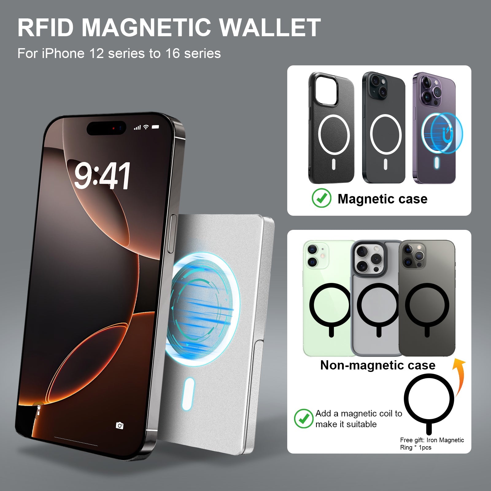 TOYFID MagSafe RFID Blocking Slim Wallet Stand