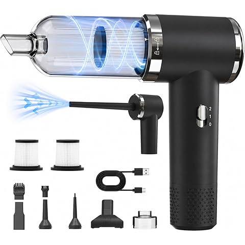 Cordless handheld vacuum cleaner cleaning car seats  and carpets with multiple cleaning attachments