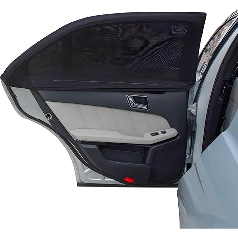 2 Pack Car Window Sun Shades - Breathable UV Protection Mesh Cover for Rear Side Windows