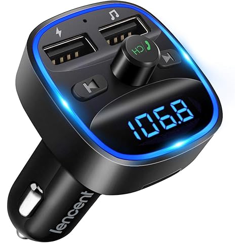 Car charger with Bluetooth speaker and digital display, branded 'HOCO'.