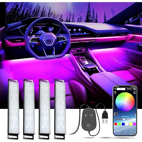 USB LED interior Car lights with APP Control - RSB Ambient Strip Lighting Kit for Cars