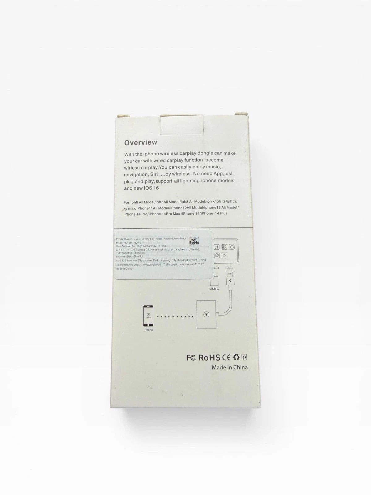 White box with text and icons on a white background
