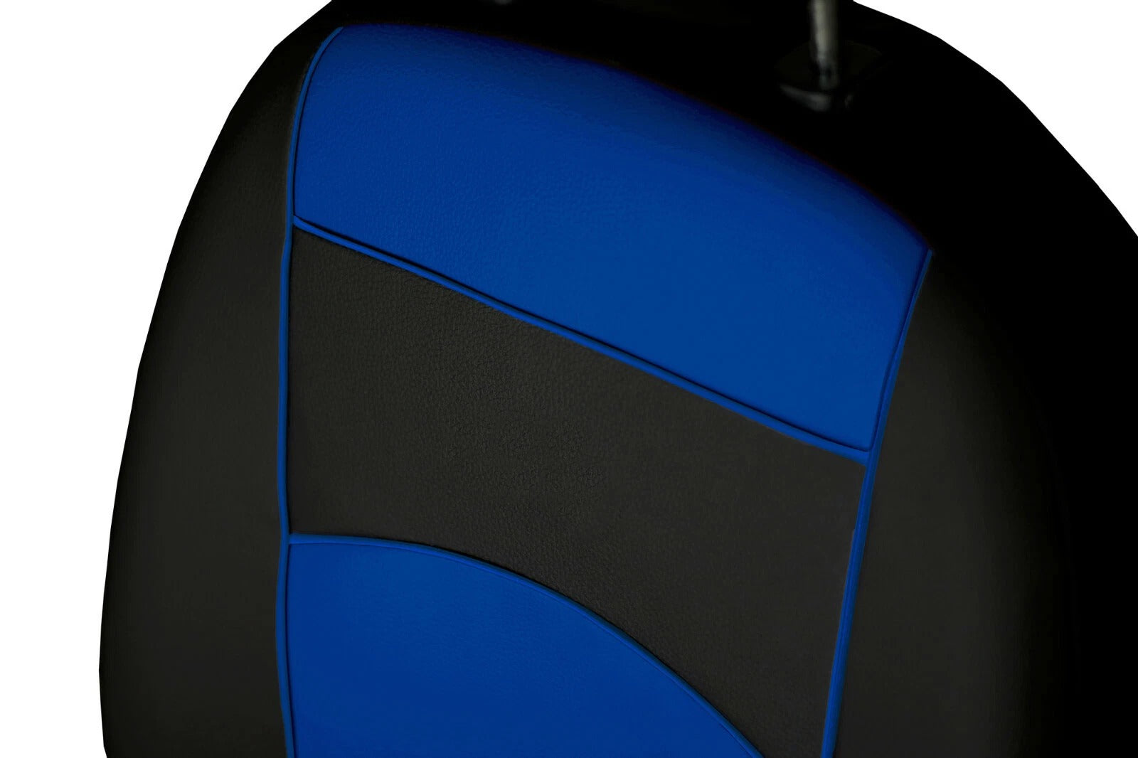 Black and blue car seat cover on a white background