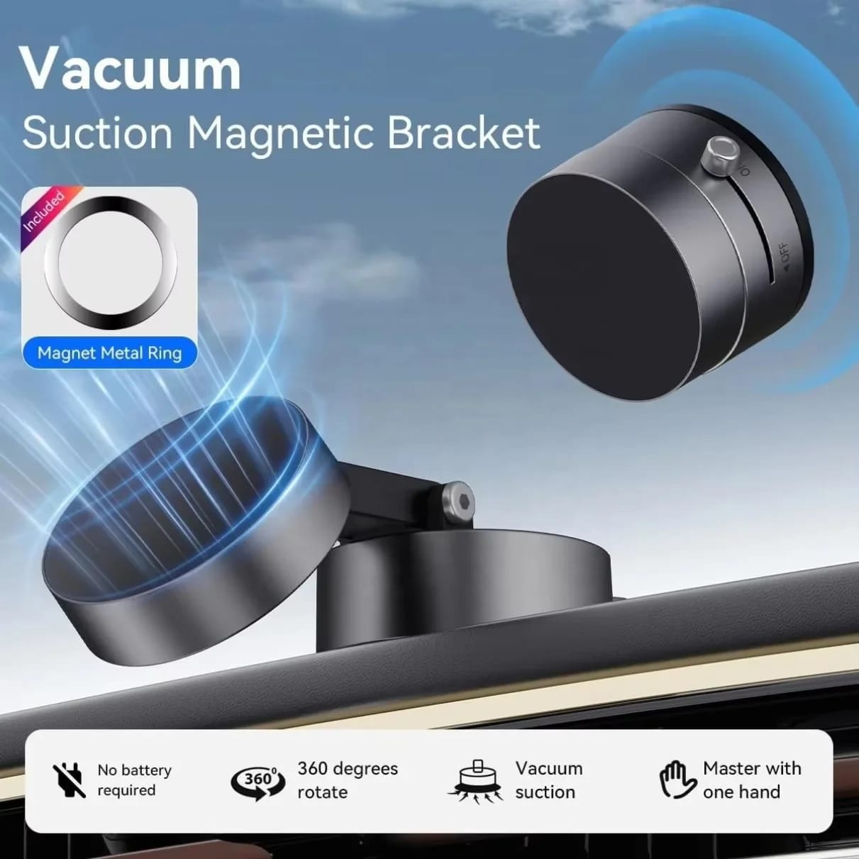 360° Foldable Magnetic Phone Holder Dashboard Mount